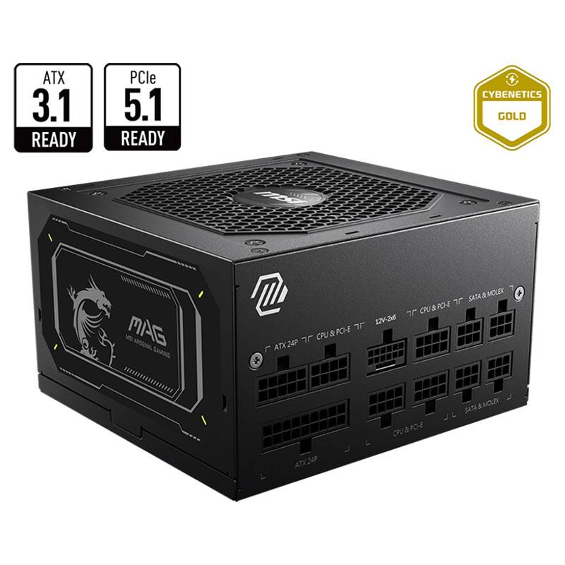 Fonte de Alimentação ATX MSI MAG A750GL PCIE5 II 750W ATX 3.1/PCIe 5.1 80 Plus Gold Full Modular