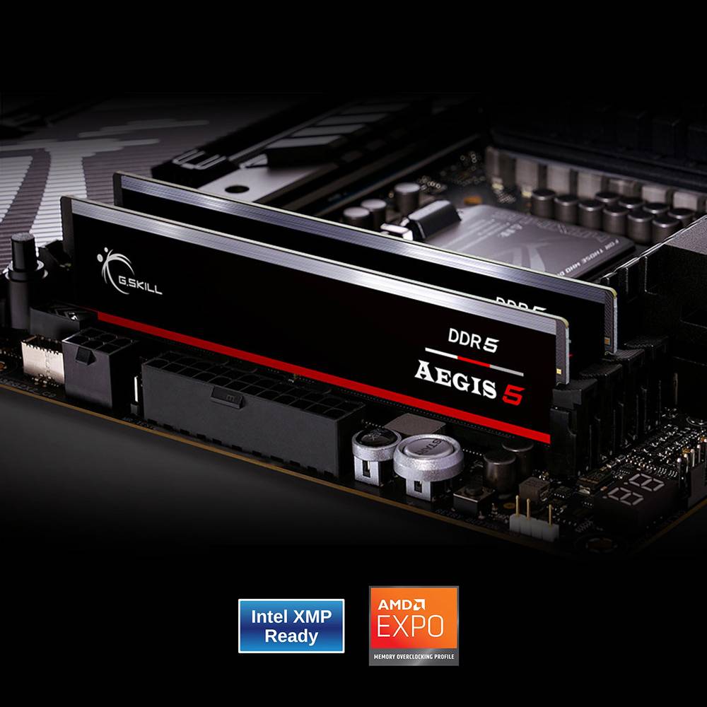Memória RAM UDIMM G.SKILL Aegis 5 16GB (1x16GB) DDR5-6000MHz (AMD Expo/Intel XMP) CL36 (36-36-36-96) 1.35V Preta